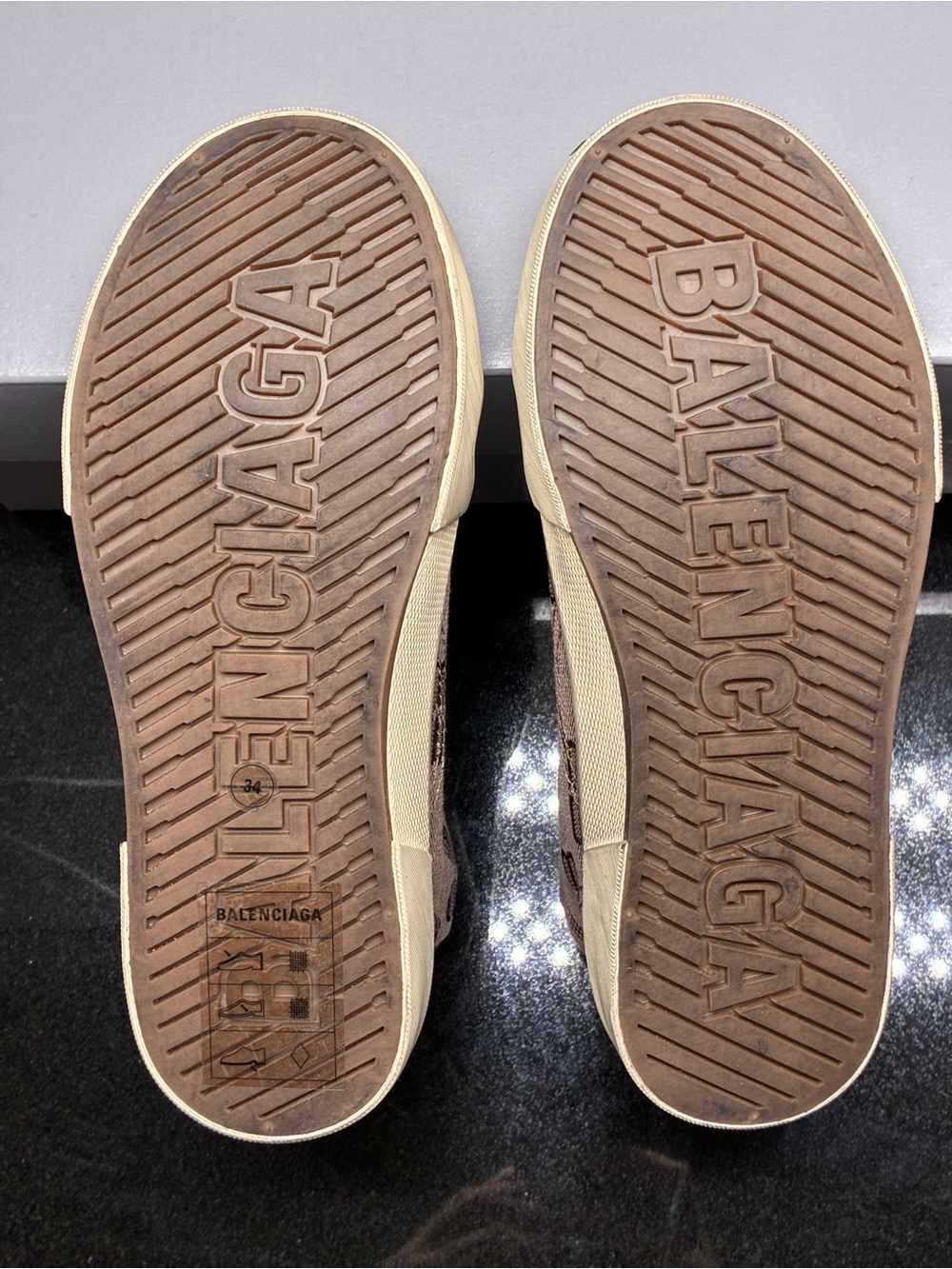 Balenciaga Paris High Top BB Monogram Sneakers Women US 4 IT 34 Brown NIB - Picture 7 of 13